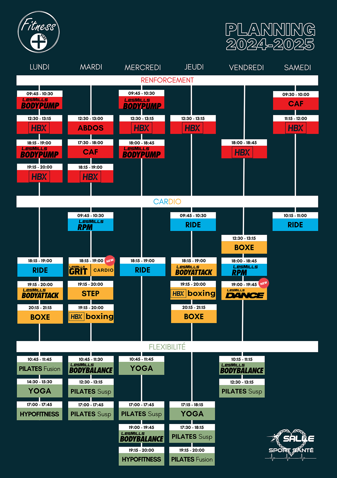 Planning des cours 2024-2025